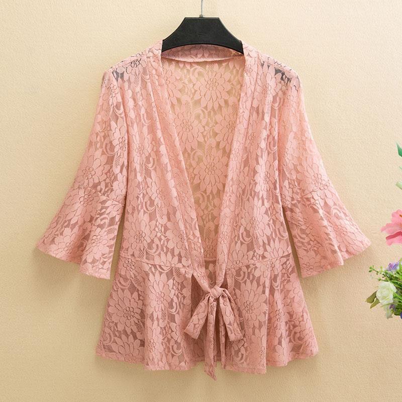 Summer and Autumn Lace Shawl Women's Short Large Cut-out Shawl with Skirt Over Top Thin Coat