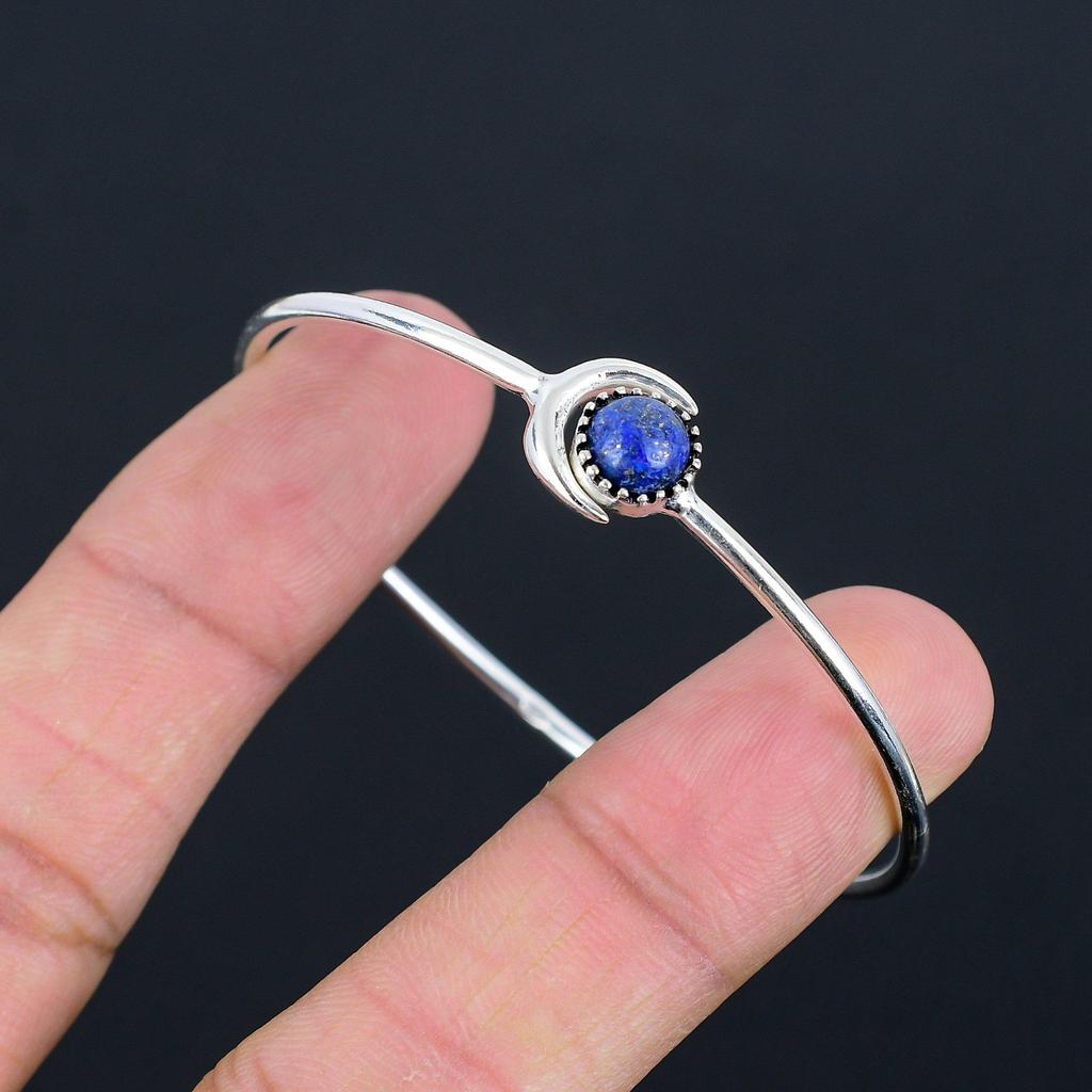 Браслет в форме полумесяца: выберите цвет из натуральных драгоценных камней | Серебро 925 пробы | Филигранный браслет | Серебряные браслеты ручной работы для женщин и девочек