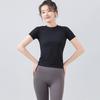 Летняя быстросохнущая футболка для йоги: Облегающий, дышащий, спортивный топ с короткими рукавами