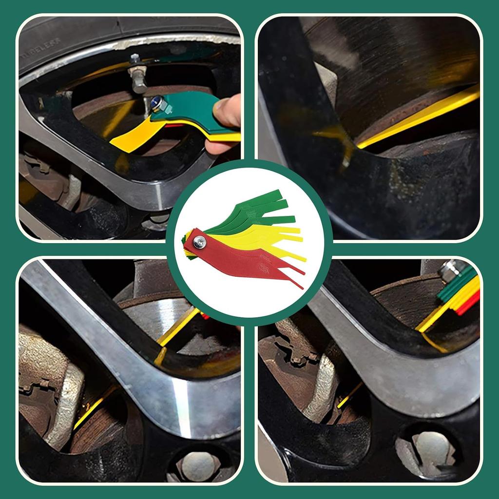 8PCS Color-Coded Brake Pad Thickness Gauge | Metric & SAE Scales | Durable Nylon/Steel Construction | Universal for Disc/Drum Brakes (Car/Truck/SUV)
