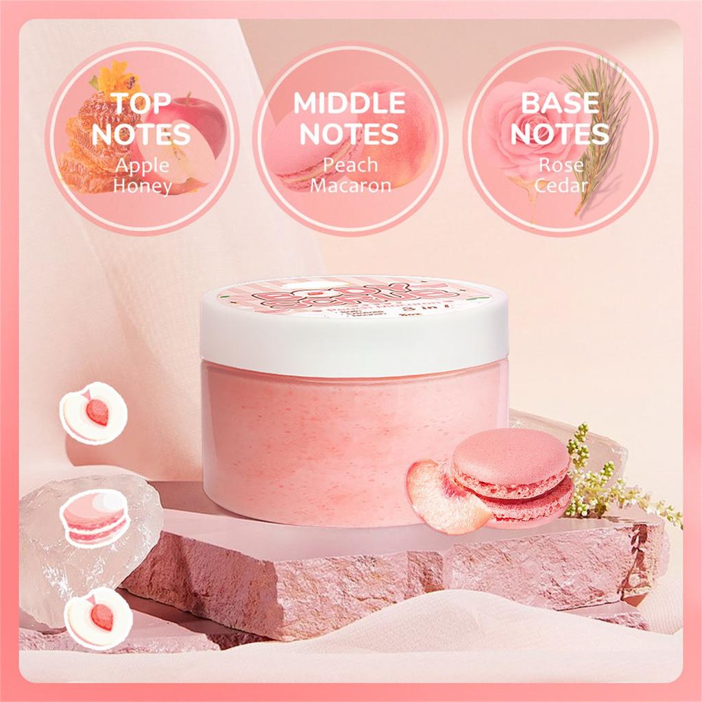 Персиковый скраб для тела, отшелушивает омертвевшую кожу, очищает все тело, ванна 8 унций