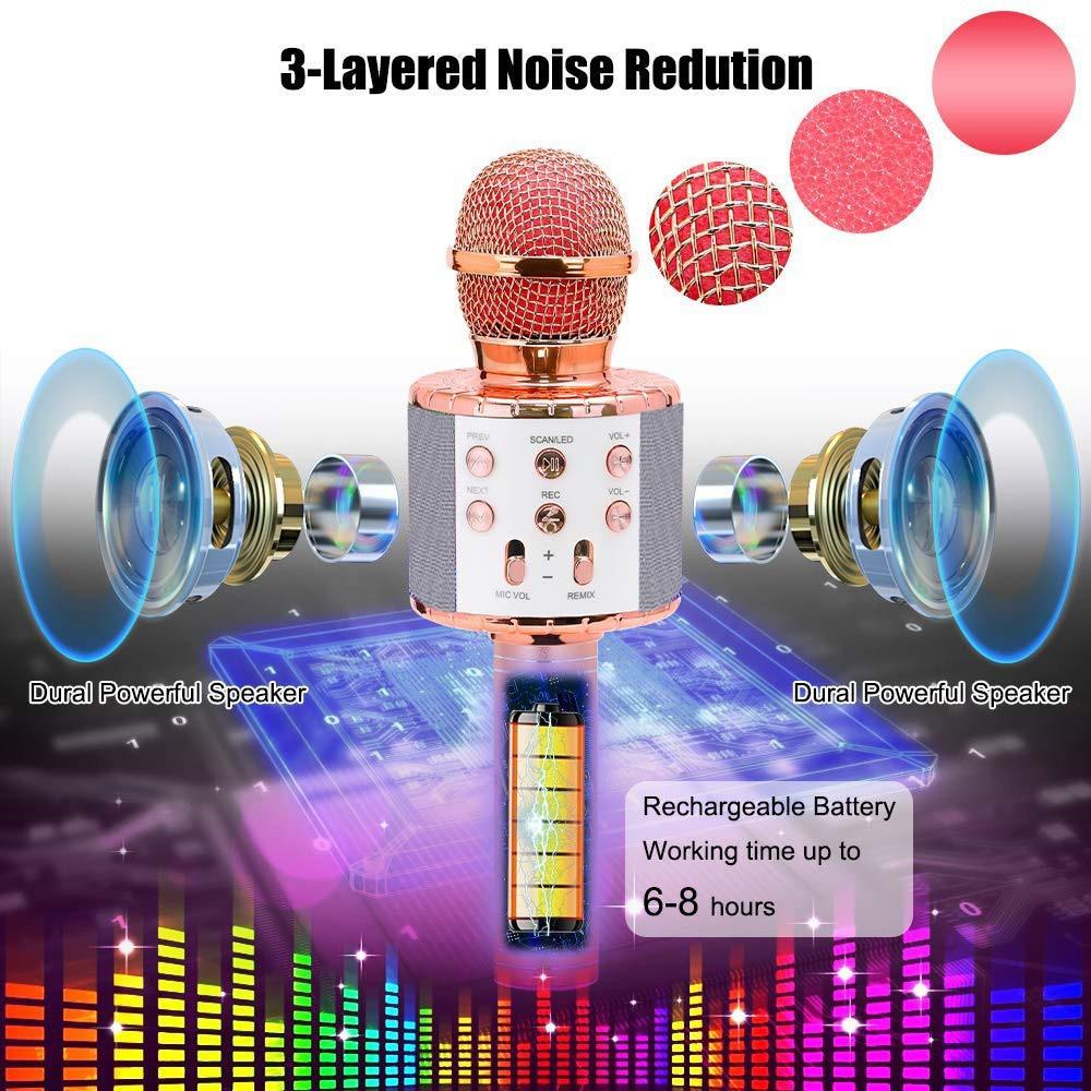 2024 New Wireless Bluetooth Karaoke Microphone Music Player KTV Speaker Children's Music Stage Toys Music Singing Children's Gift Recorder