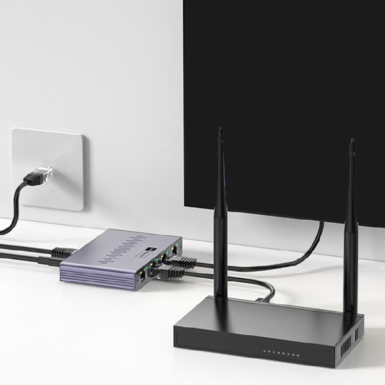 Многоустройственный Ethernet-разветвитель, 4-портовый гигабитный сетевой концентратор, алюминиевый корпус, для домашнего офиса