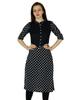 Women Black Cotton Classic Chic Kurta Kurti 3 4 Sleeve Tunic Formal