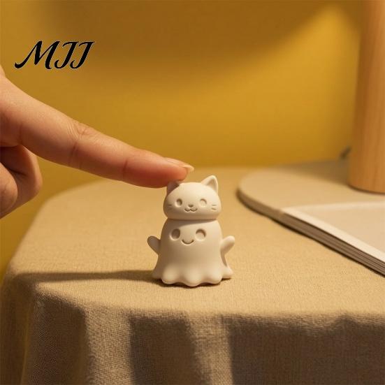 Настольное жуткое украшение, 3D-печать, фигурки в форме кота-призрака, добавьте атмосферу Хэллоуина, украшение для дома и офиса, яркая форма