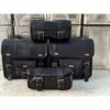 Leather Motorcycle Saddle Bags 4 Black Leather Side Pouch Panniers 4 Bags Combo