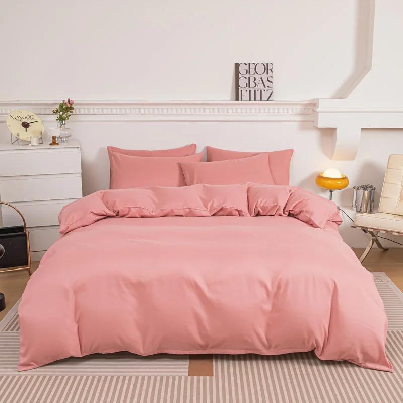 Haze Blue Duvet Cover Microfiber Solid Color Bedding Set,3pcs Comforter Cover with 2 Pillowcases Modern Home Bedroom Quilt Cover