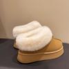 Зимние ботинки для женщин, новинка 2024 года, зимняя кашемировая теплая толстая подошва, без волос, полутапочки на каблуке, хлопковая женская обувь