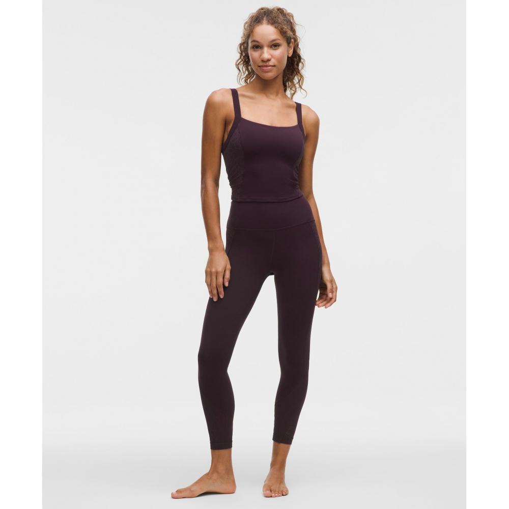 Lululemon Paisley Lace Overlay Tight 25  Black Plum