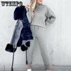 Tracksuits Women Solid Sweatshirt Sets Lantern Sleeve Pullover Drawstring Pants 2PCS Set Female Autumn Casual Sportswear
