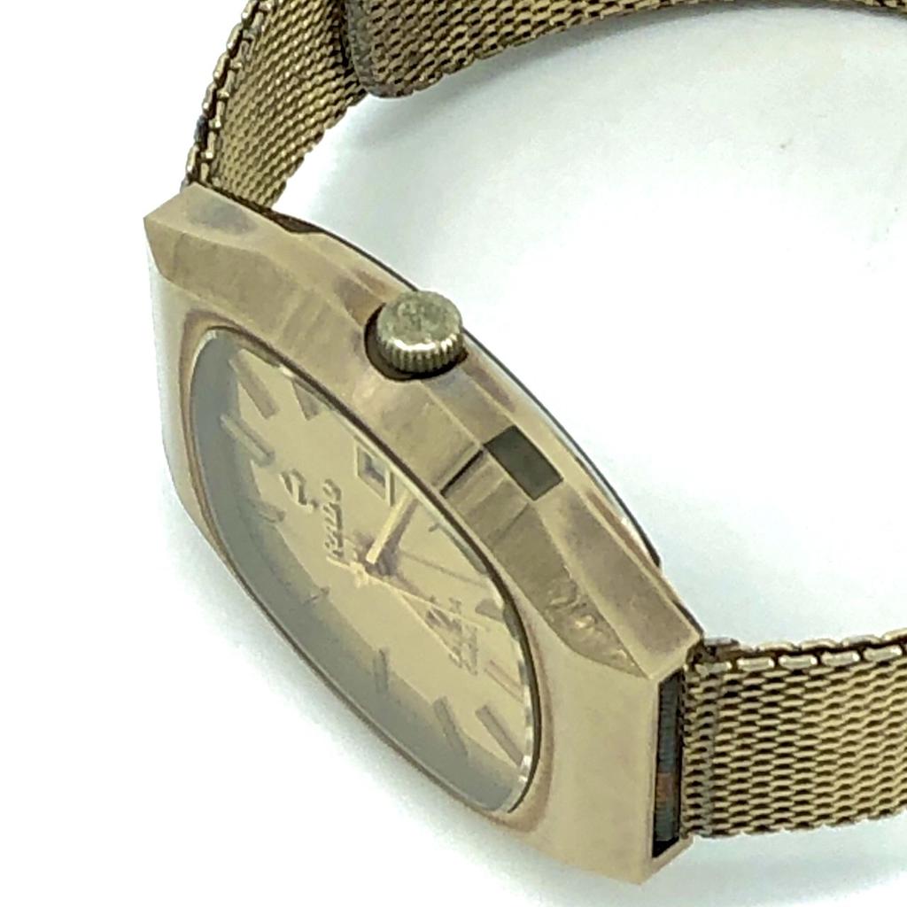 Хорошо работает RADO BALBOA V K161 Винтажные Кварцевые QZ Работают от Батарейки Золотой Циферблат Дата Сетчатый Ремешок Мужские Часы Без Водонепроницаемости 3-Стрелочные