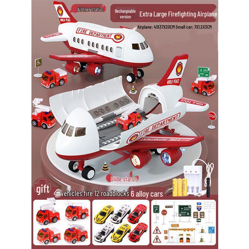 Extra Large Transforming Airplane Toy with Music and Storage Features for Kids