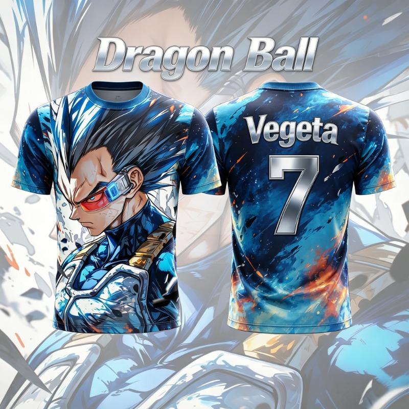 2026 Summer New Adult Men's Dragon Ball NO.107 Vegeta 3D Printed Football Jersey T-Shirt Anime T-Shirt Special Kids Jersey Y2k
