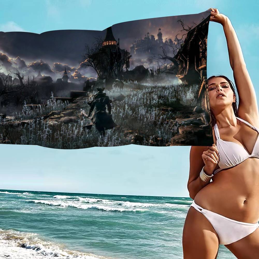 Dark Hunter B-Bloodborne Game Big Microfiber Beach Towels Quick Dry Towel Sand Beach Towels Pool Towel for Travel Swim Pool Yoga