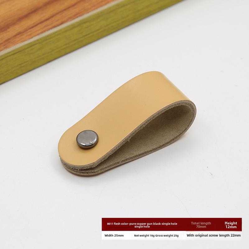 Кожаная ручка для дверцы шкафа и ящика, одно отверстие, вставки из чистой меди