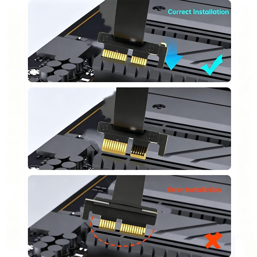 90 Degree Right Angle PCIE 3.0 X1 Riser Cable 8Gbps PCIe X1‑X1 Extension Ribbon Extender for PCI‑E 1X WiFi Sound Card Adapter