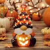 Halloween Dwarf Decoration with Light, Pumpkin Gnome Ceramic Tree Light-Up Figurine, Orange LED Tabletop Fall Decor for Home,Halloween Party