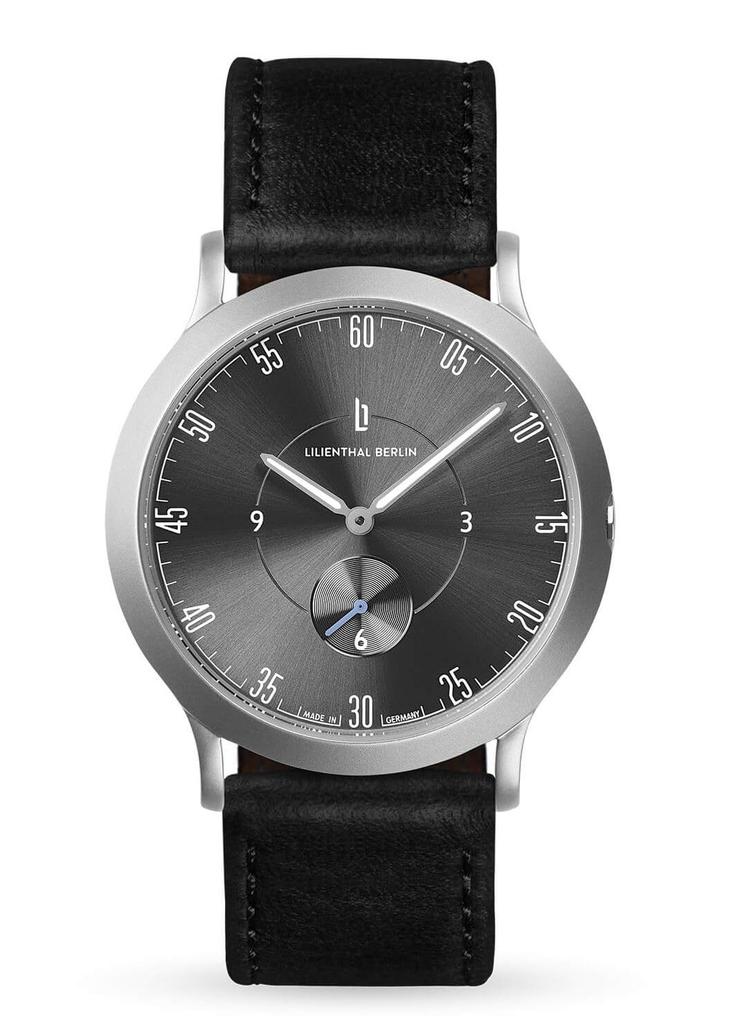Lilianthal Berlin Small Made in Black Men's Watch, Seconds, Germany, L01-209-B004A,