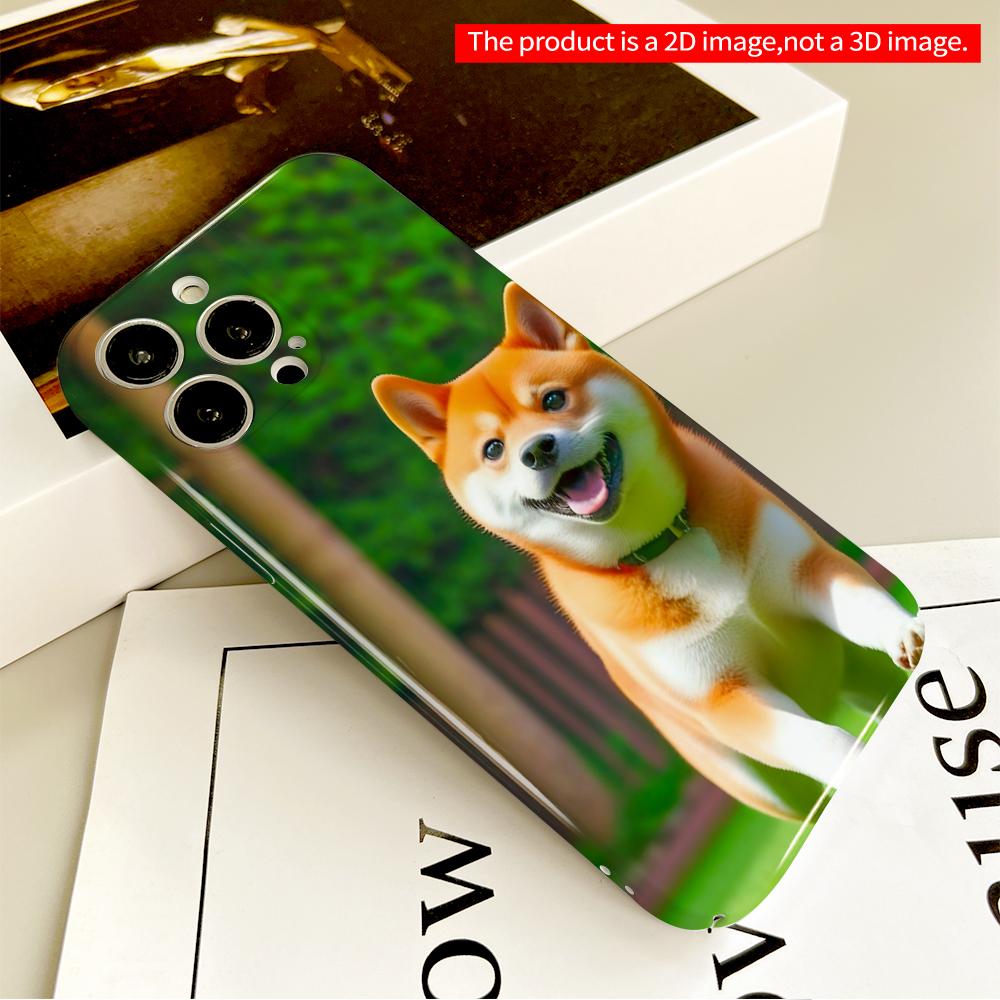 Happy Shiba Inu Running on Grass All inclusive film hard phone case, compatible with iPhone 18 Pro Max 17 16 15 14 13 12 11