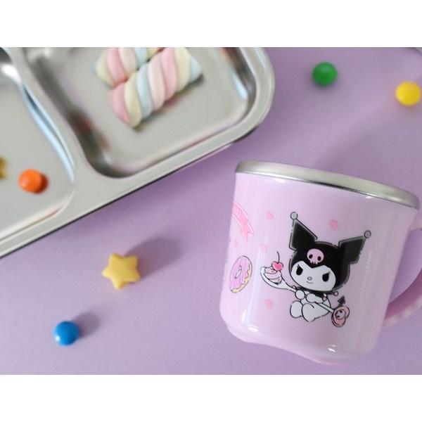 Lilpang Детская чашка Kuromi с нескользящей ручкой, нержавеющая сталь, 250 мл, разные цвета, 2 шт.