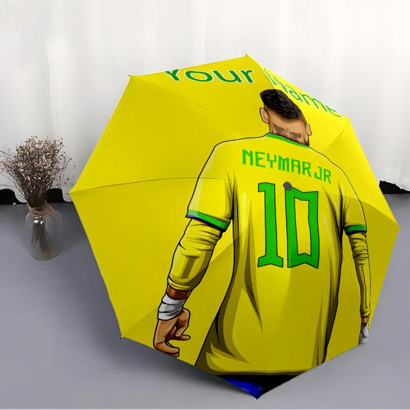 Personalized Name Brazilian football player Print Umbrella, UV Shielding. It Has Eight Sturdy Ribs for Outdoor Use And Perfect As a Holiday Gift