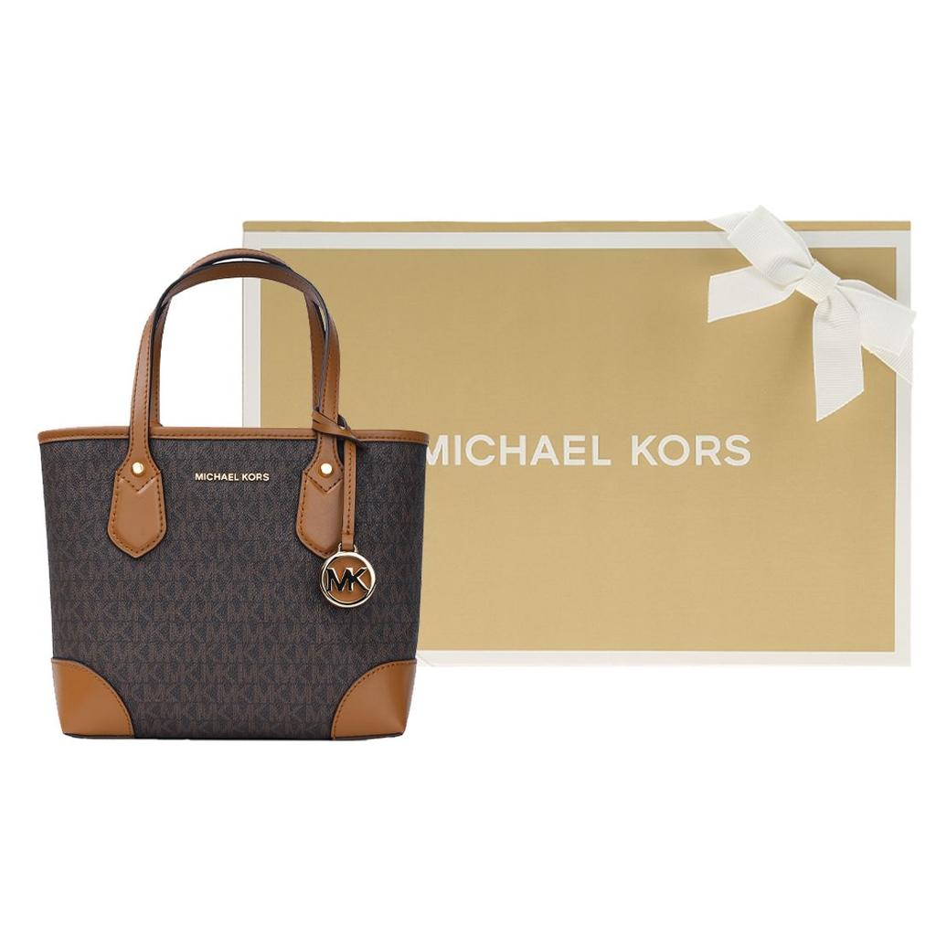 Michael Kors MK Eva Monogram Vintage Leather Tote Bag Women tote Dark-Brown 30F9GV0T1B-252