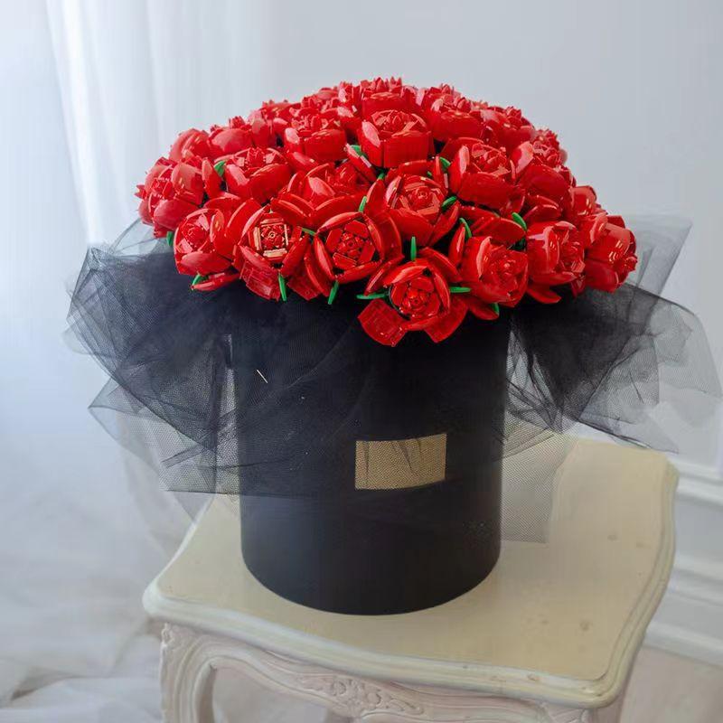 Креативный романтический цветок розы, домашний стол, украшение букета растений, строительные блоки, кирпичи, подарки на день рождения, День святого Валентина для девочек, влюбленных, леди