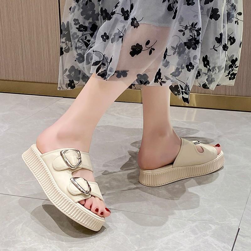 Мода лето 2024 новая женская обувь модные толстые подошвы пляжные тапочки для женщин повседневная пряжка обувь для женщин Zapatos De Mujer
