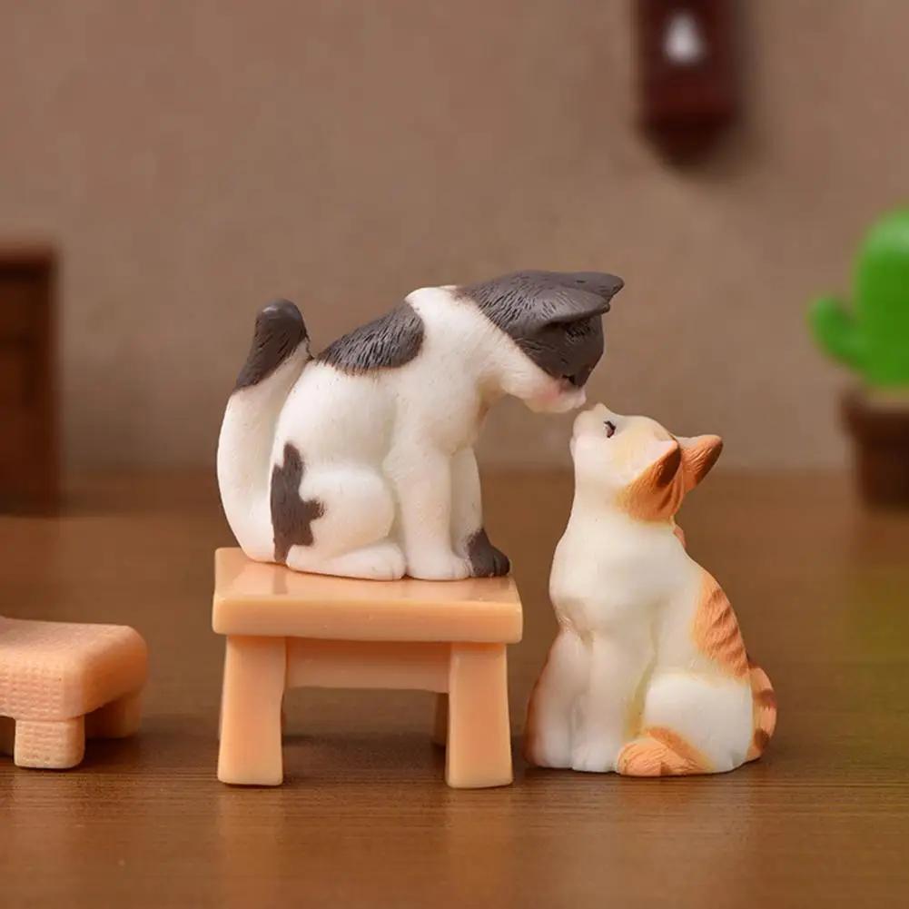 Kawaii Миниатюрный Кот Украшение Сад Статуэтка Котенок Подарочные Детские Миниатюры Кот Котенок Семейные Кошки Декоративные Фигурки Милые Поделки с Котами