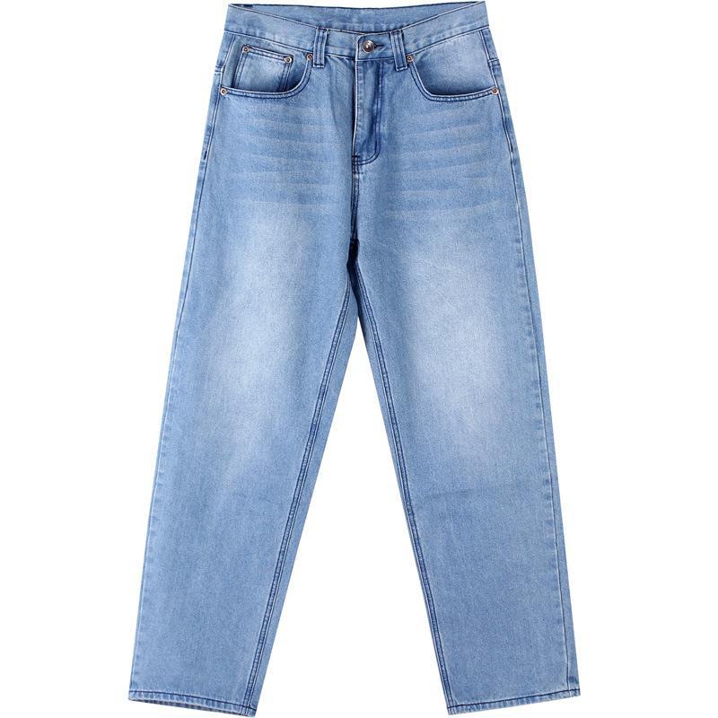 Мужские джинсы большого размера светло-голубые для скейтбординга в стиле хип-хоп