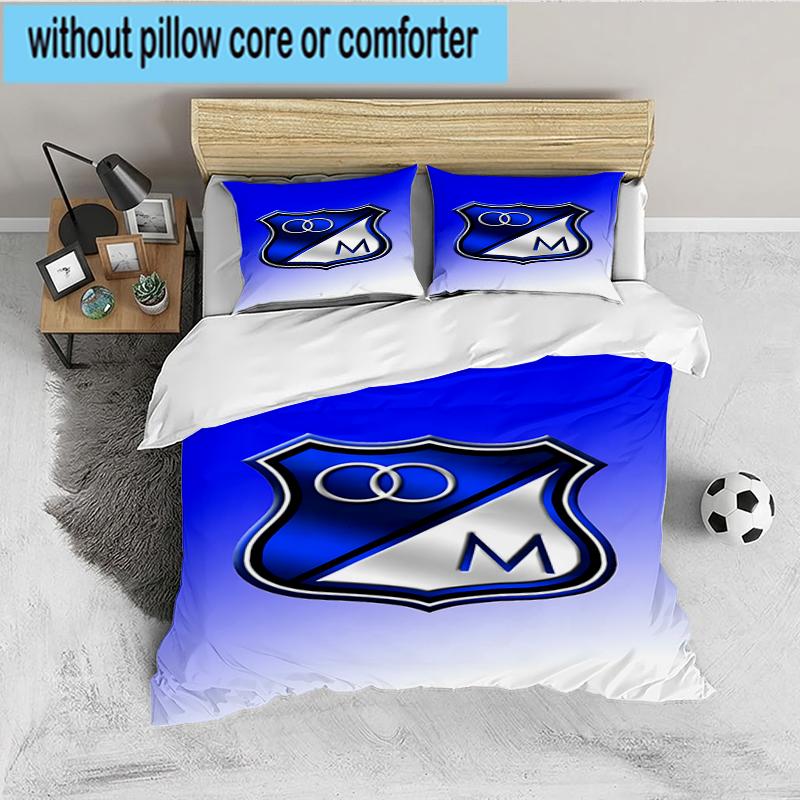 3PCS Blue Shield Emblem Millo-narios Bedding set,Ideal for1pc Duvet Cover And 2pcs Pillowcases Perfect for Christmas Ideal for Bedroom, Dormitory