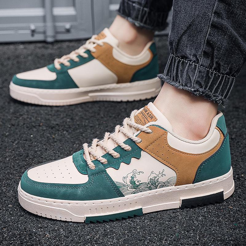 Мужская дышащая повседневная спортивная обувь - стильные и молодежные туфли на плоской подошве на весну/лето