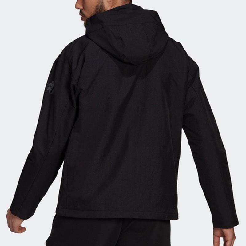 Adidas Теплая повседневная спортивная куртка с капюшоном, мужская верхняя одежда, черная GU1747