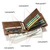New Fashion Genuine Leather Men's Wallet Slim 2-Fold Wallet Handmade Genuine Soft Leather Multi-Functional Anti-Theft Men's Wallet with Coin Pocket