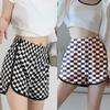 Женские летние новые повседневные шорты, брюки, женские мешковатые широкие эластичные брюки, женские свободные клетчатые брюки с высокой талией