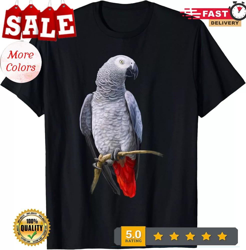2025/Beautiful African Grey Parrot Red Tail Gift Tee Unisex T-Shirt Unisex T-Shirt