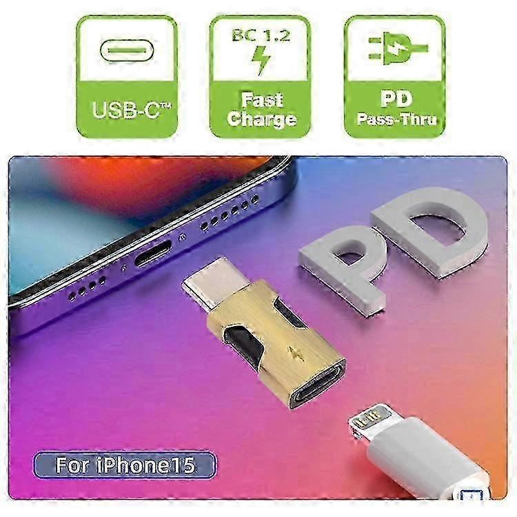 2025 U2-058-LT021 2Pcs / Set USB-C Male to 8P Female Adapter 480Mbps Data Transfer (Gold+Dark Grey)