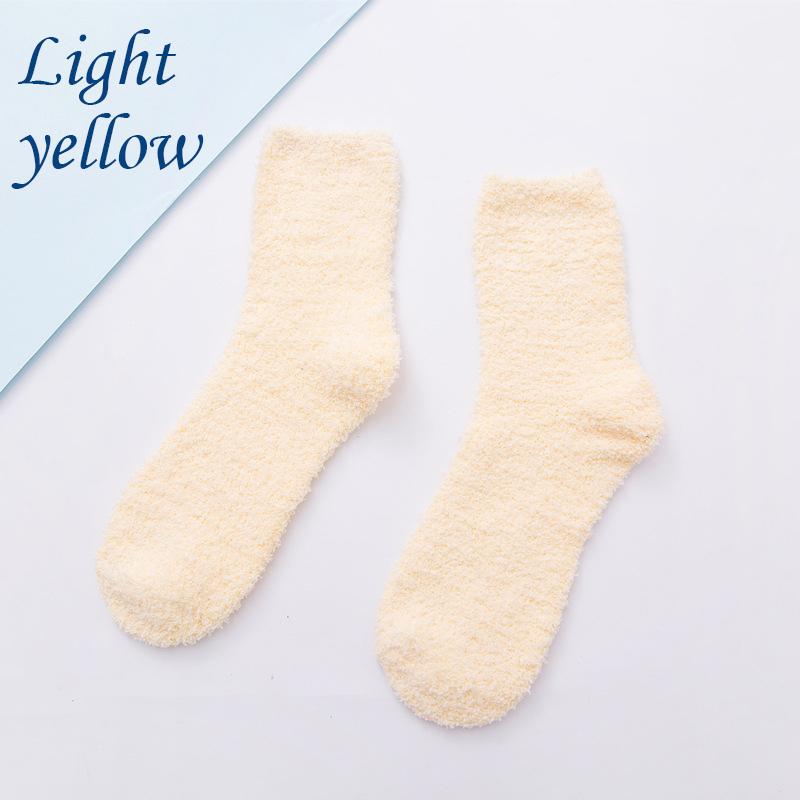 Носки ярких цветов, теплые носки, плюшевые носки, женские носки до середины икры из кораллового флиса, женские носки