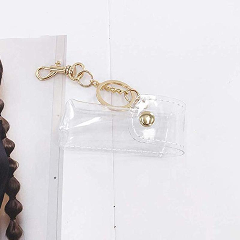 Chapstick Pouch Keychain Transparent Pvc Lipstick Holder For Outdoor Lip Balm Lipsticks Keyrings Accessory