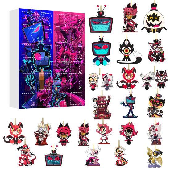 Yousheng  Hazbin Hotel Advent Calendar 24 Day Christmas Countdown Box with Unique Window Design Multifunctional Holiday Decoration for Kids Rooms Cars