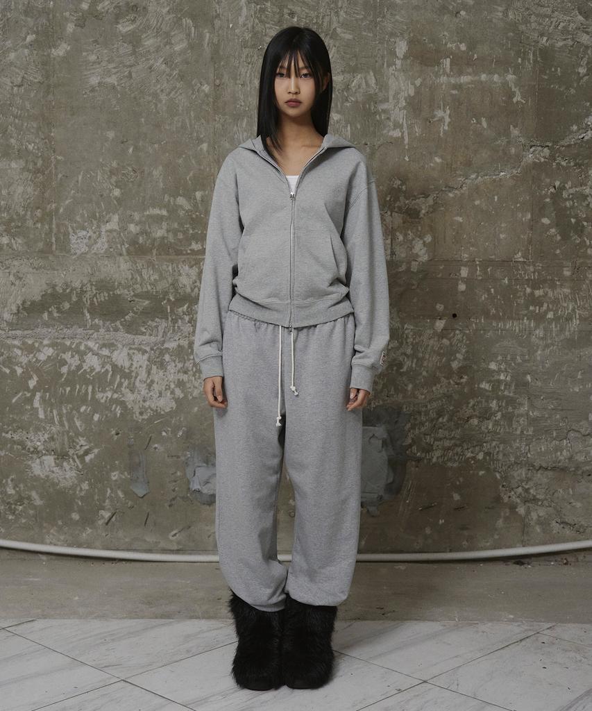 Худи на молнии Erer Vintage Label, меланжево-серый