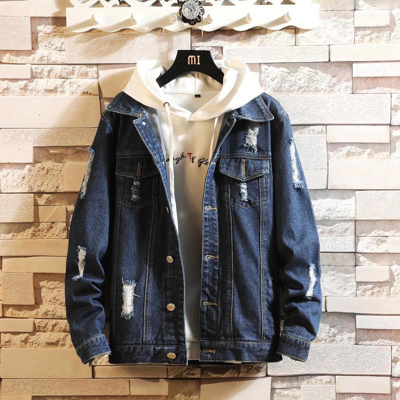Spring Men's Ripped Denim Jacket - Korean Style, Casual and Trendy