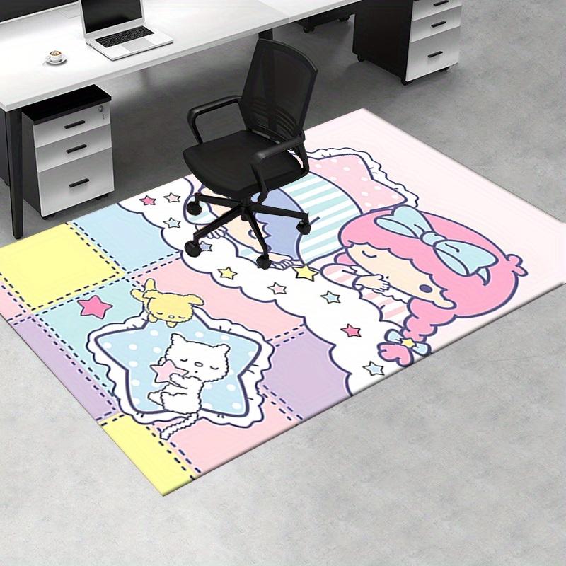 Office Rug Little Twin Stars, Sanrio Characters Anti-Slip Rug, Machine Washable for Living Room, Bedroom, Office, Multiple Sizes, Bedroom Mat, Decorat