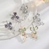 Light Luxury High-End Earrings Inlaid With Zircon Elegant Temperament Earrings Pearl Flower Popular Earrings