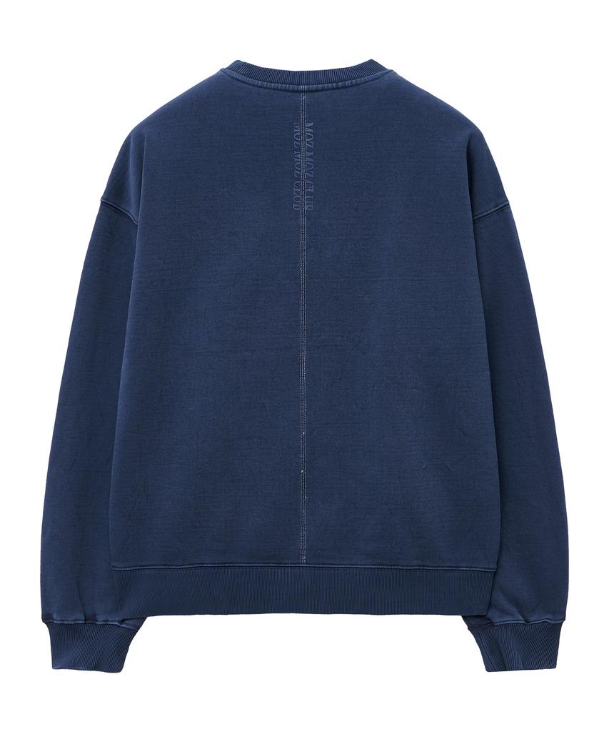 MOZMOZ Terry Brushed Pigment Backstitch Oversized Sweatshirt Blue