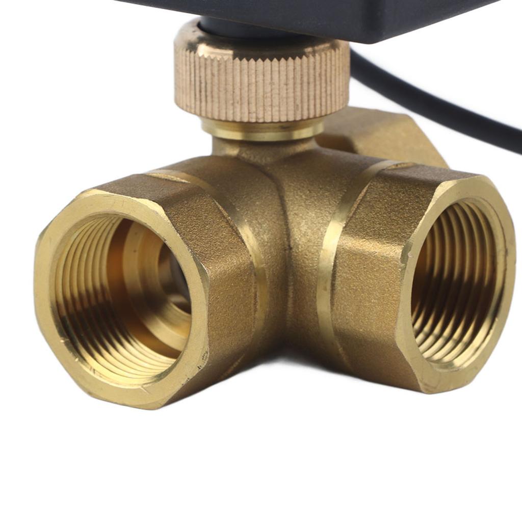 DN20 G34 Brass 3 Way Motorized Ball Electrical Valve for Air Conditioner DC24V