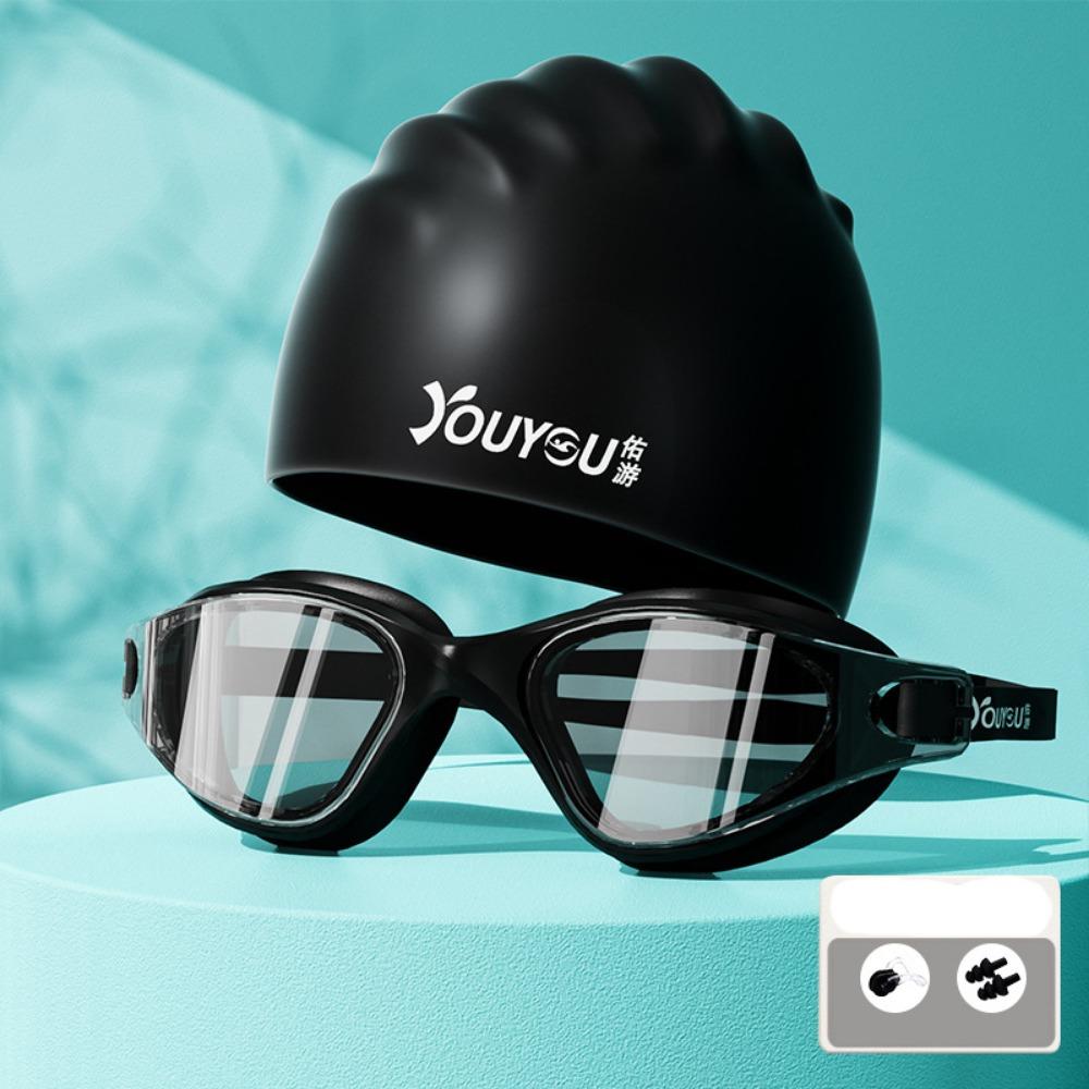 С Зажимом для Носа Набор Взрослых Очков для Плавания Защита от Запотевания Очки для Дайвинга Силиконовая Шапочка для Плавания Лето
