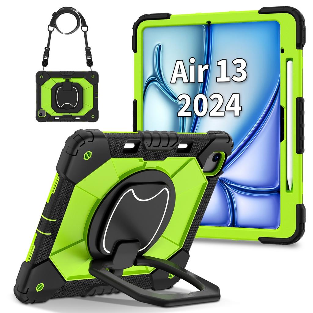 Для Apple iPad Air 13 (2024)/ iPad Air 13 дюймов (M2). Вращающаяся на 360° рукоятка, прочная защитная подставка TPU+PC 3 в 1, противоударный чехол для планшета и ПК