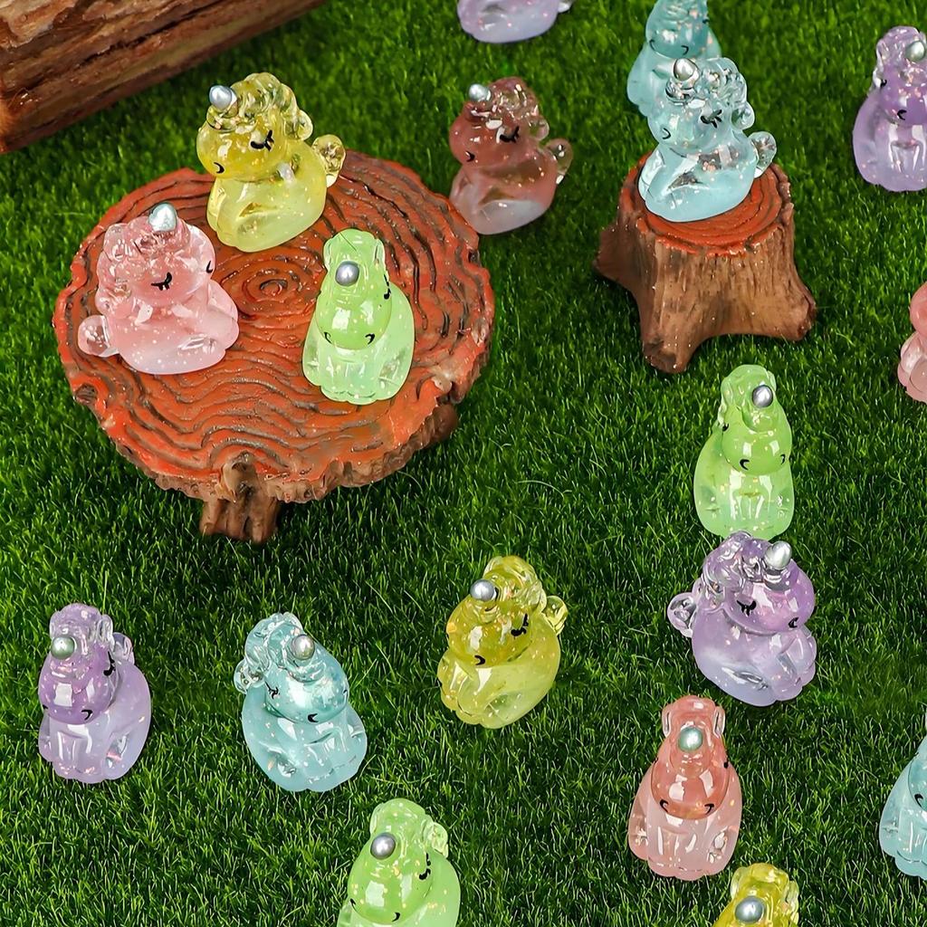 10/20Pcs Cute Mini Resin Unicorn Figurines Miniature Glitter Unicorn Tiny Animals Figures Ornament For Diy Fairy Garden