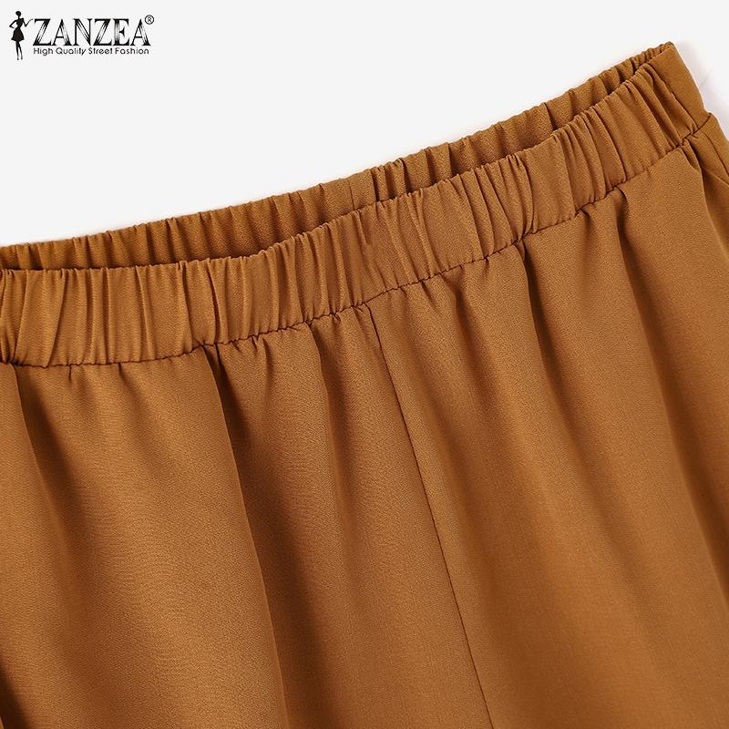 ZANZEA Блузка с коротким рукавом и шорты Летние комплекты из двух частей